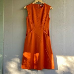 Mango Suit Sofia A-line Sleeveless Day Dress Orange US XS Extra Small (EU Small)